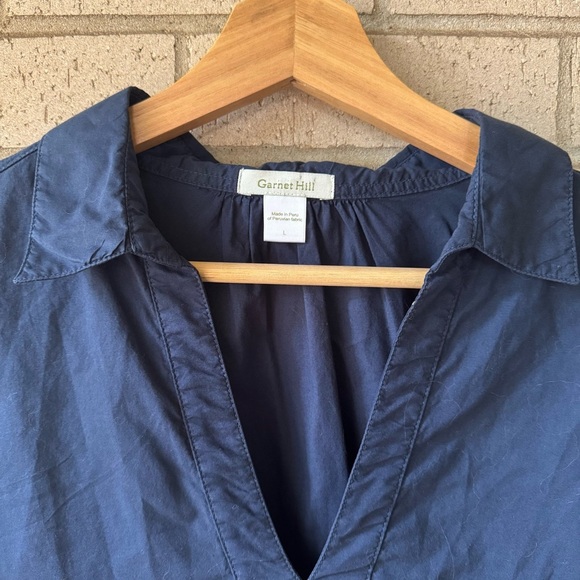 Garnet Hill Deep Blue Navy Casual Tunic Shirt - Picture 3 of 5